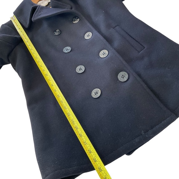 VTG Fox Knapp Mens 36 Black Peacoat Anchor Buttons Quilted Lined Double Breasted - Picture 12 of 13